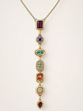 Gold Plated Stainless Steel Multicolor Zircon Tier Necklace Statement